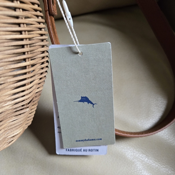 New Tommy Bahama Bag Rattan Brown Tan Crossbody Strap Handbag Purse Convertible - Picture 3 of 15